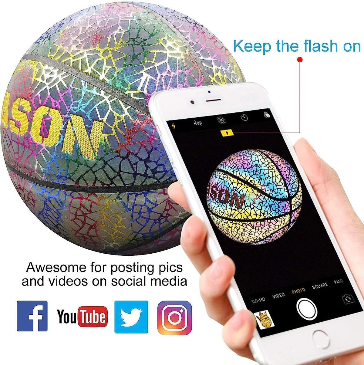 Holographic Reflective Composite Leather Basketball Q519