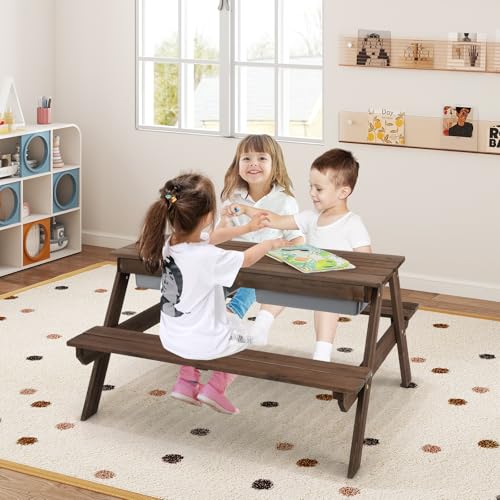 4 in 1 Cedar Wooden Sand & Water Table with Umbrella I5924