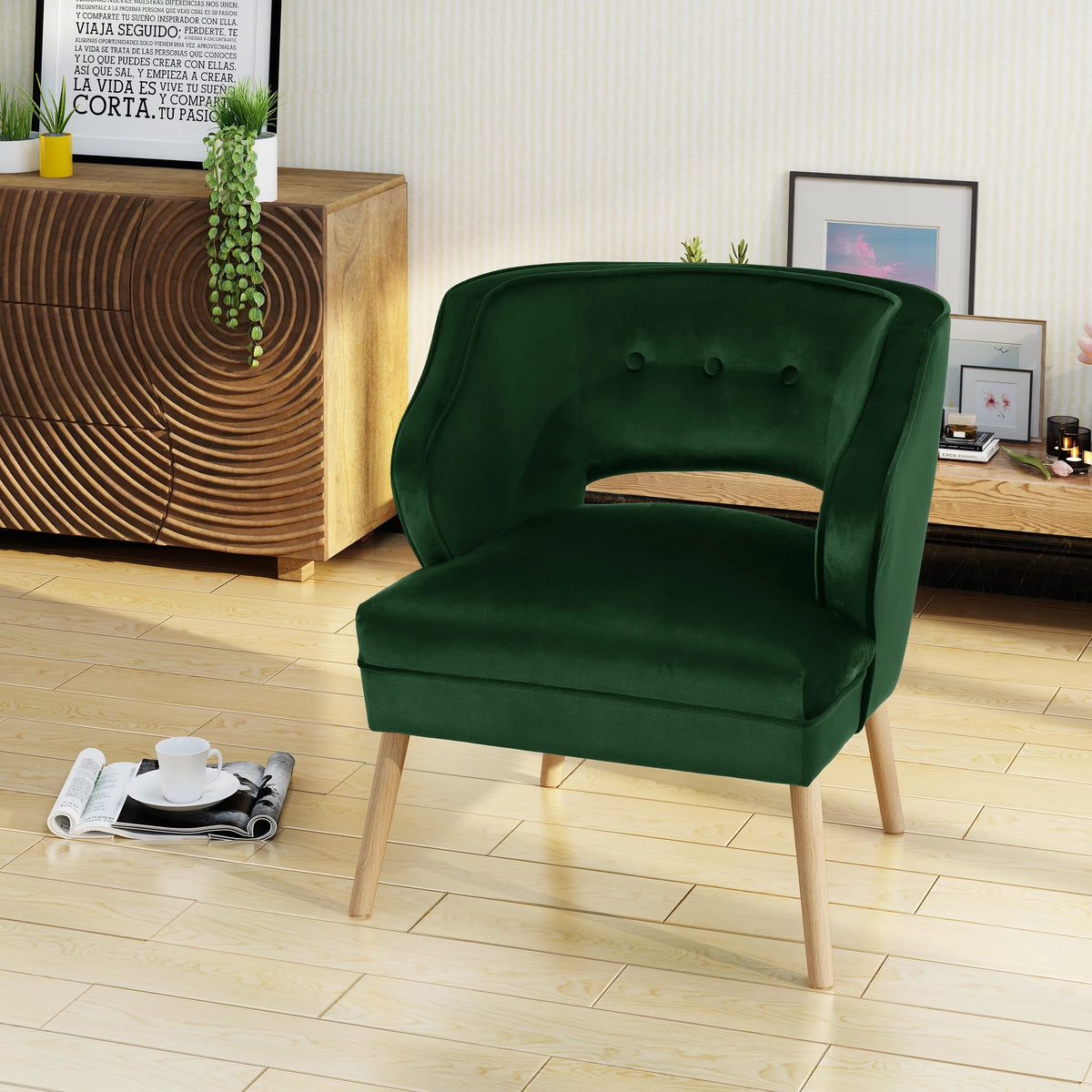 Mid Century Velvet Club Chair Q72788