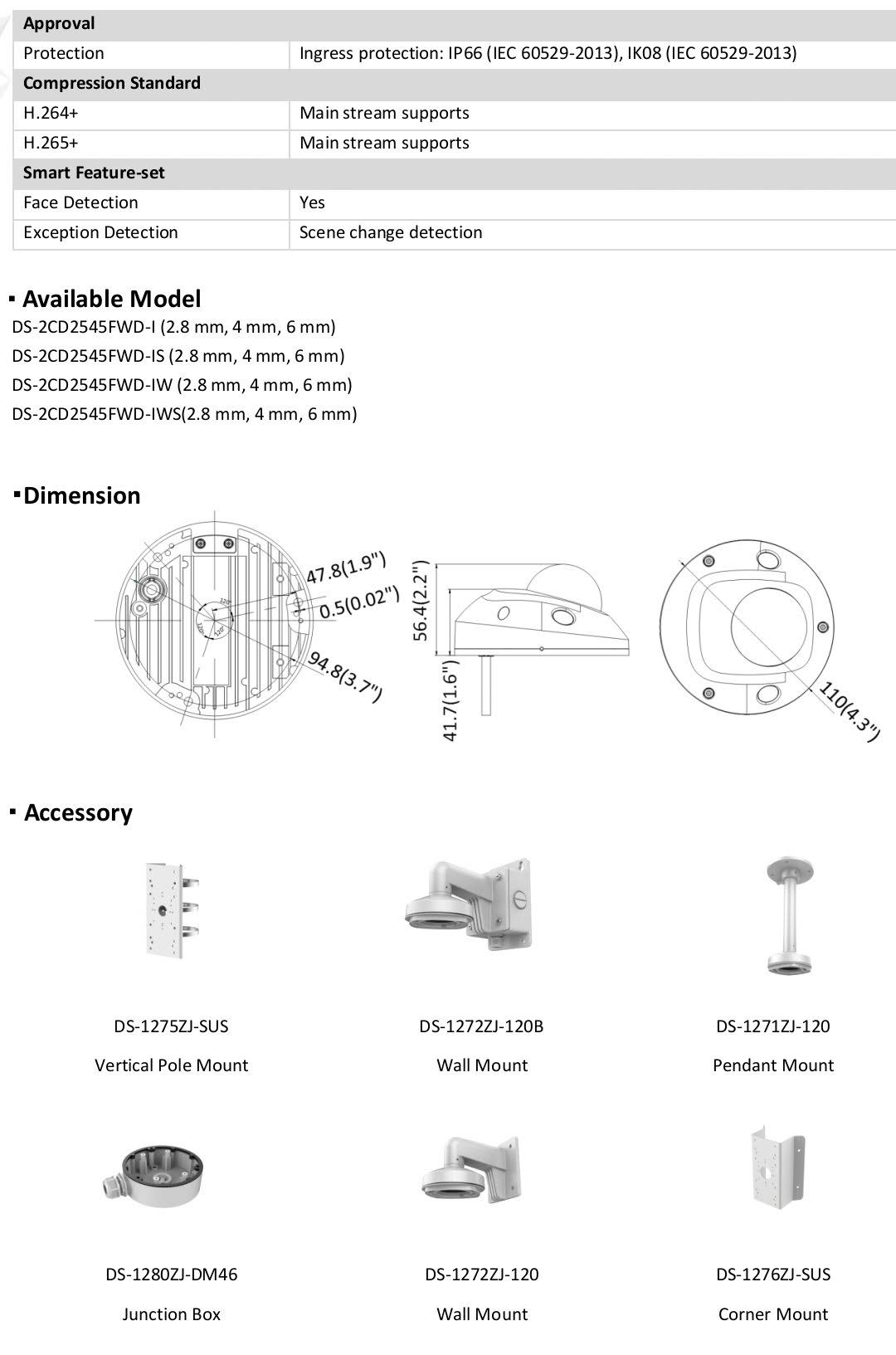 4 MP Vandalproof Weatherproof Dome Network Camera L2842