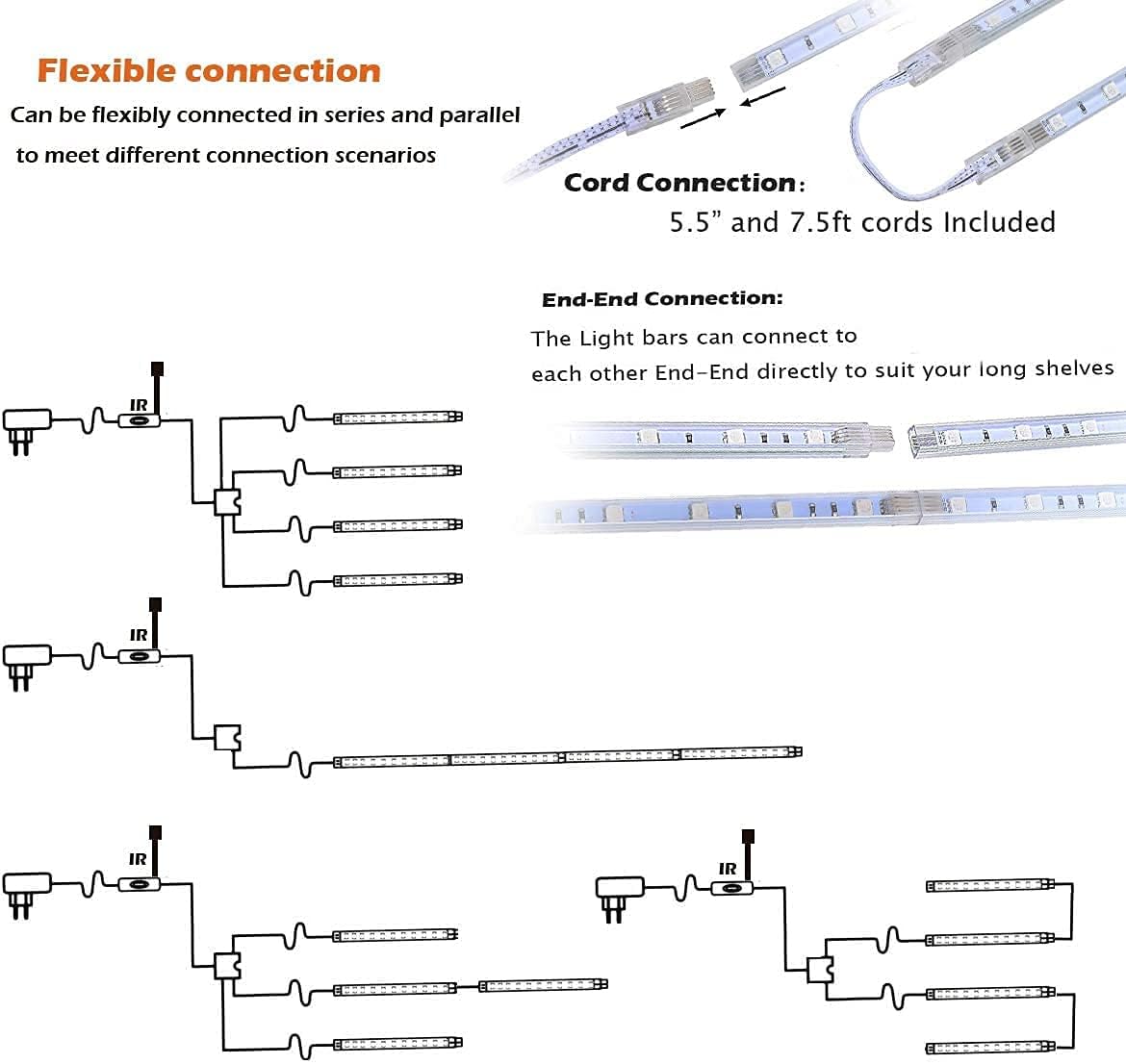 16 Linkable RGB LED Light Bar Kit, Pack of 2 A63838