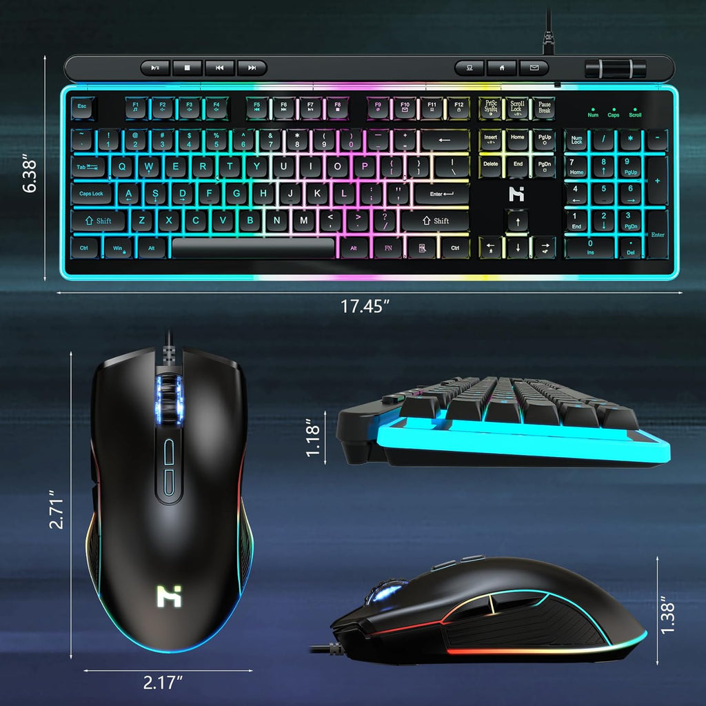 104 Keys RGB Backlit Wired Gaming Keyboard and Mouse Combo K854497