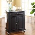 Black Portable Kitchen Cart with Granite Top Z775528