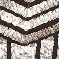 Black Sequined Zippered Striped Elbow Sleeve Round Neck Short Sheath Dress C3269