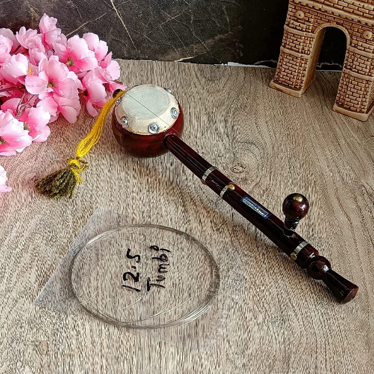 Handmade Wooden Ektara/Tumbi [Brown], 12.5 INCH w/Extra String I229029