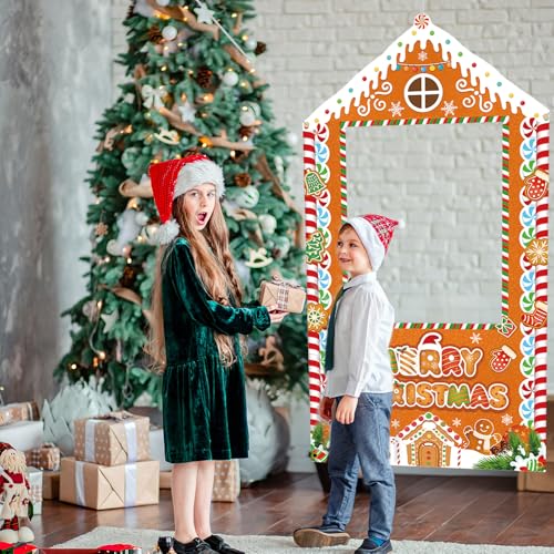 Christmas Photo Booth Backdrop Gingerbread House Banner E877