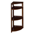 Mocha Walnut Wood 3-Shelf Foldable Corner Bookcase S15801