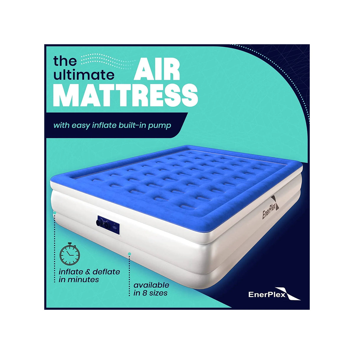 Queen 13 Inch Double Height Air Mattress with Built-in Pump F7326