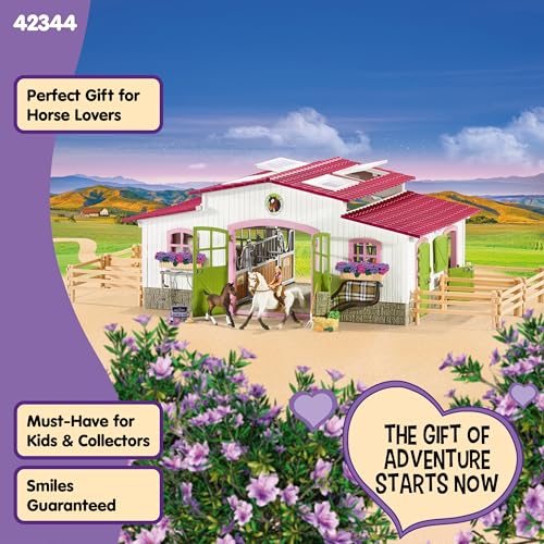 Horse Toy Playset with Rider, 2 Horses, Barn and Farm Figurine Accessories L661041