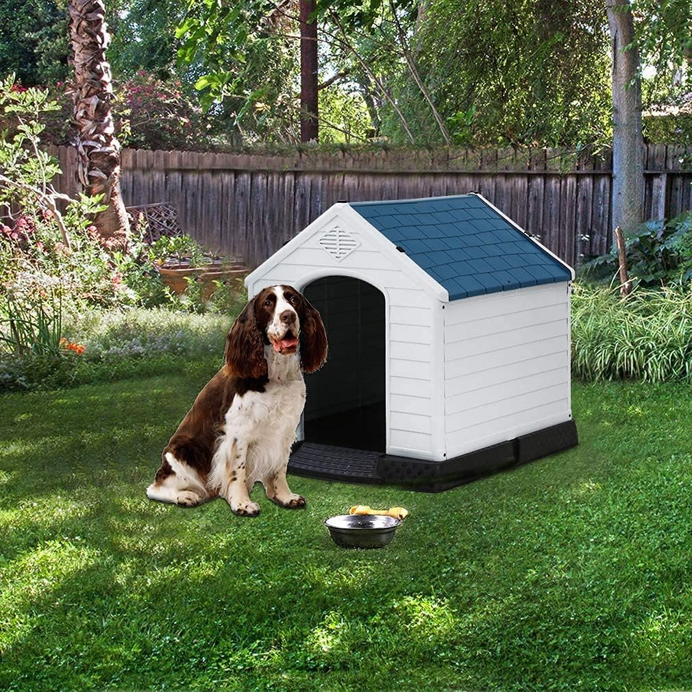 Large Plastic Dog House with Air Vents and Elevated Floor L665