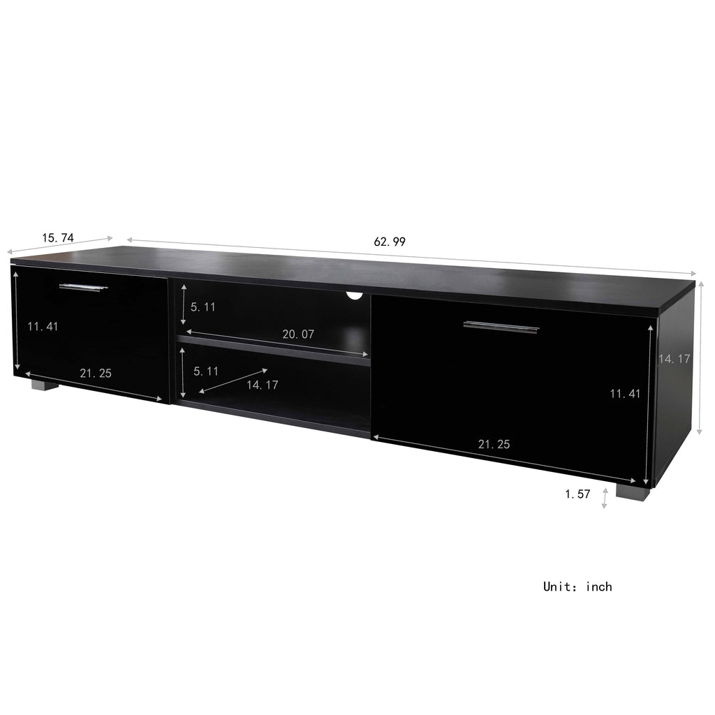 Black TV Stand with 2 Storage Cabinet O81593