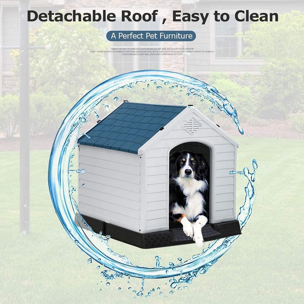 Large Plastic Dog House with Air Vents and Elevated Floor L665