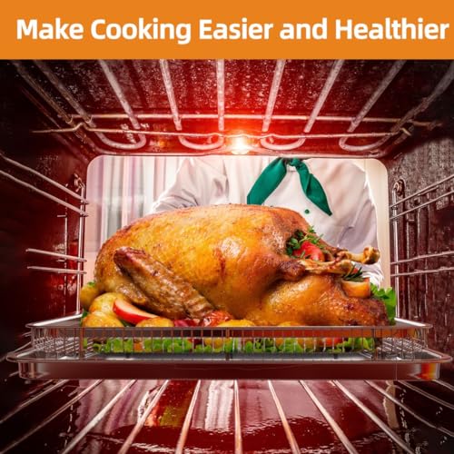 2 Set Non-stick Stainless Steel Air Fryer Basket and Tray with 60 PCS Parchment Papers D728979