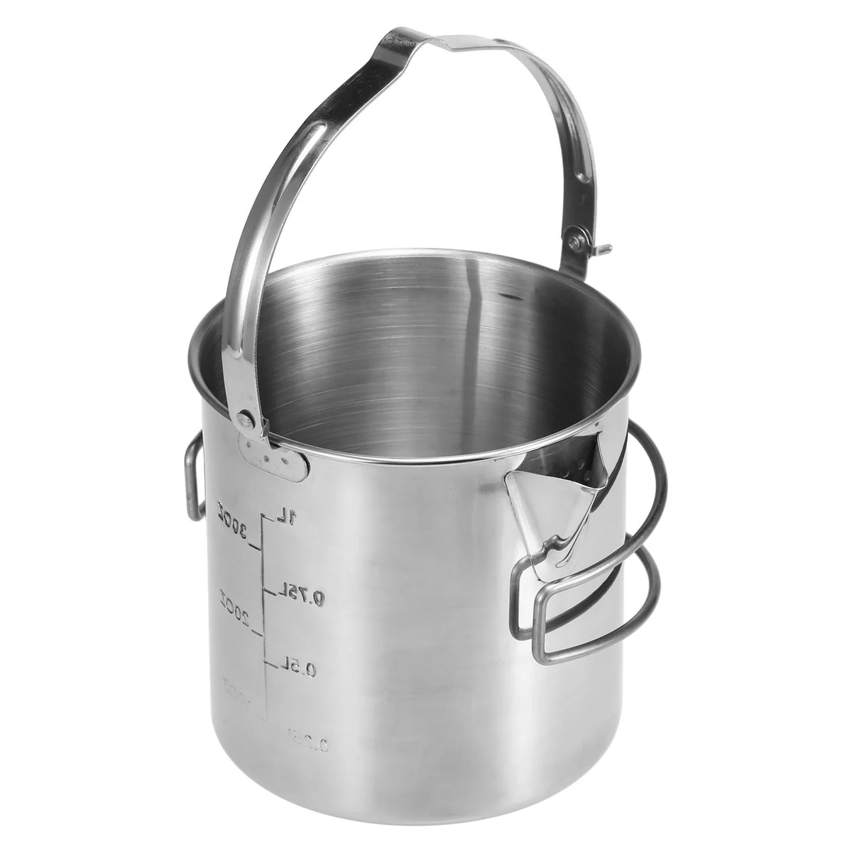1L Stainless Steel Camping Kettle with Foldable Handle Z49340