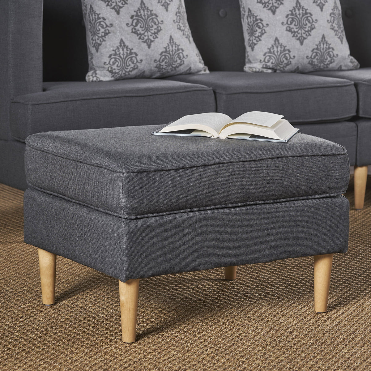 Dark Grey Fabric Ottoman R620