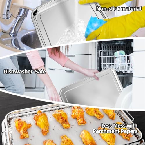 2 Set Non-stick Stainless Steel Air Fryer Basket and Tray with 60 PCS Parchment Papers D728979