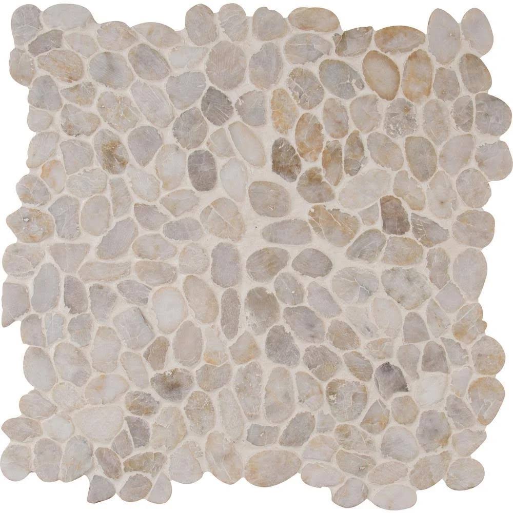 12 in. x 12 in. x 10mm Textured Marble Mosaic Tile Q63279