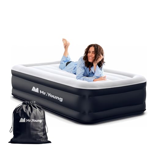 Twin Size 18" Inflatable Air Mattress with Built-in Pump and Carrying Bag Q279