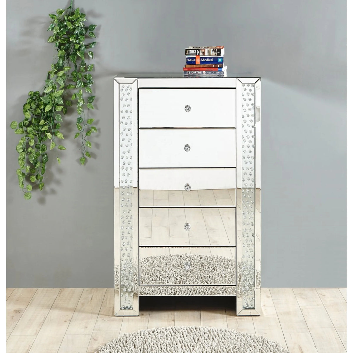 29 inch Crystal 5 Drawer Chest Mirror Finish G853875