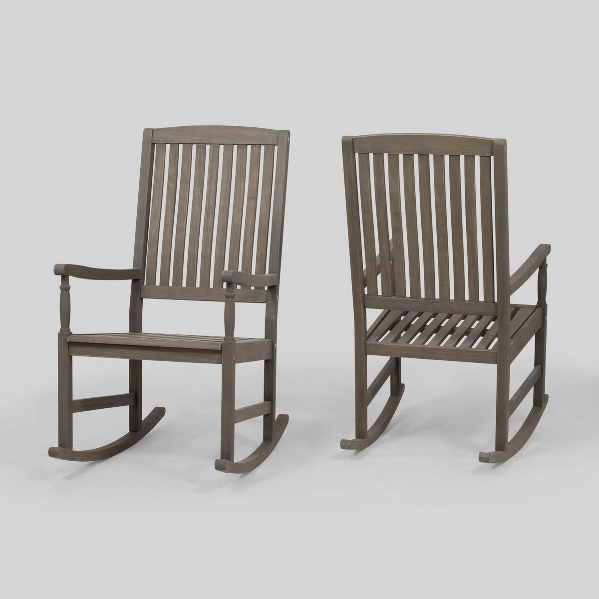 2pk Acacia Wood Rocking Chair Gray V3489