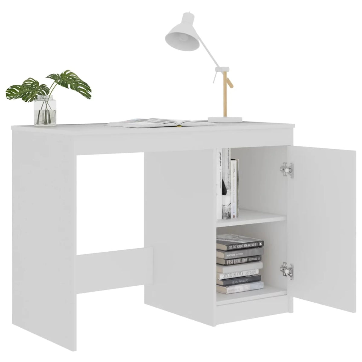 White Computer Desk with Storage Cabinet Y800