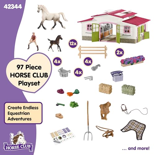 Horse Toy Playset with Rider, 2 Horses, Barn and Farm Figurine Accessories L661041