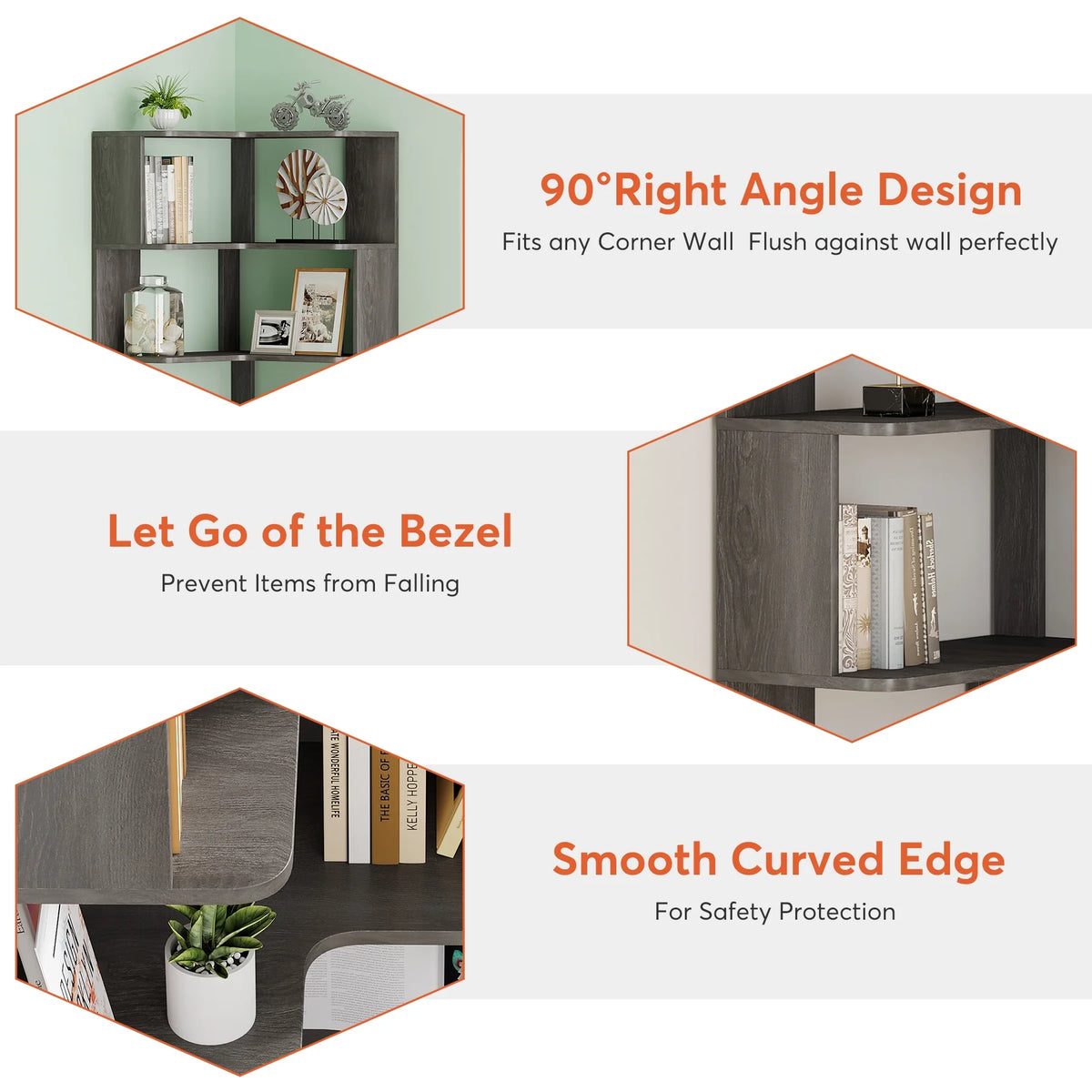 6-Tier Corner Wood Bookshelf F246784