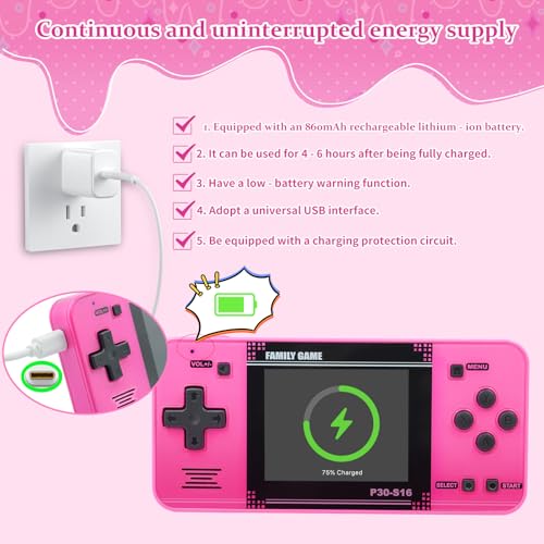 Handheld Retro Video Game Player with 3.0" LCD Screen (Red) E663