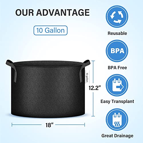 5 Gallon 10-Pack Tan Heavy Duty Nonwoven Fabric Pots with Strap Handles R874919