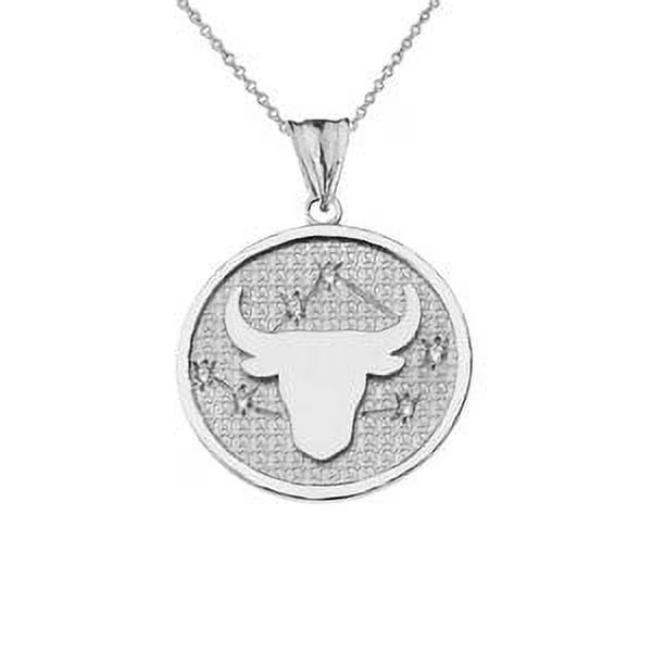 10K White Gold Taurus Constellation Pendant Necklace with 20" chain I980