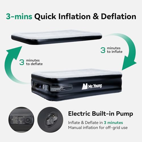 Twin Size 18" Inflatable Air Mattress with Built-in Pump and Carrying Bag Q279