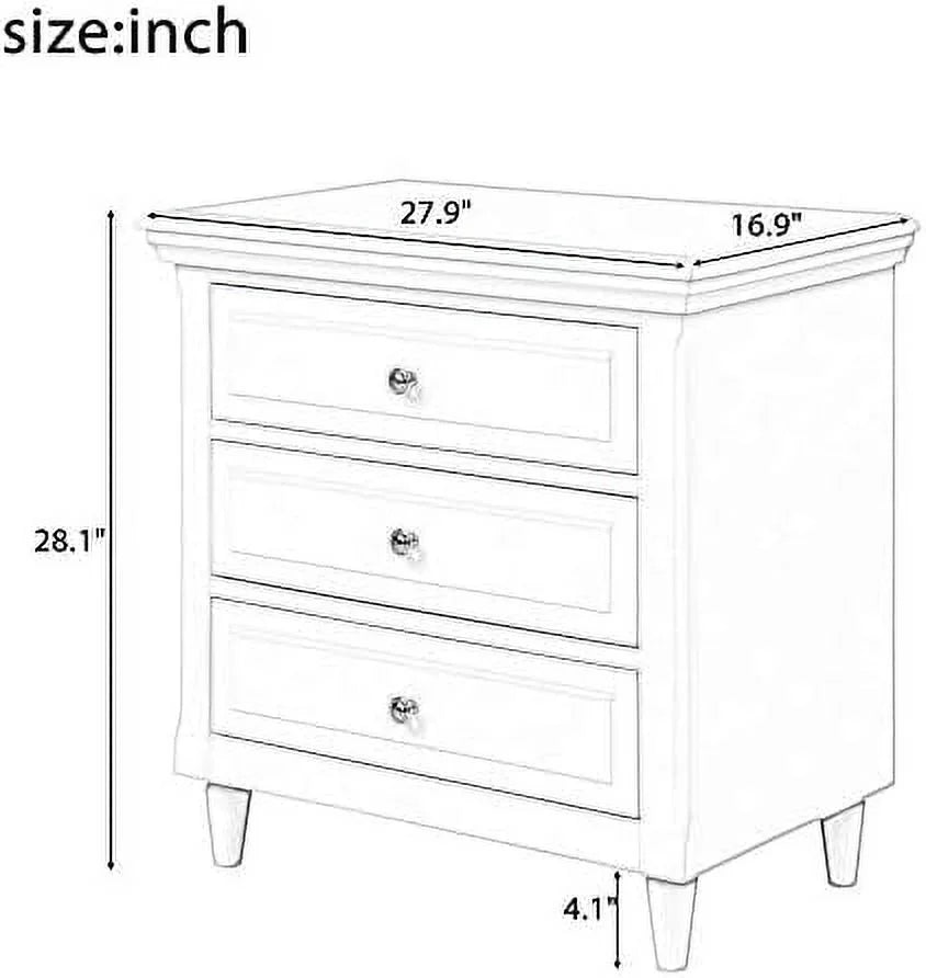 3 Drawer Nightstand Bedside Table with Hidden Space Y71331