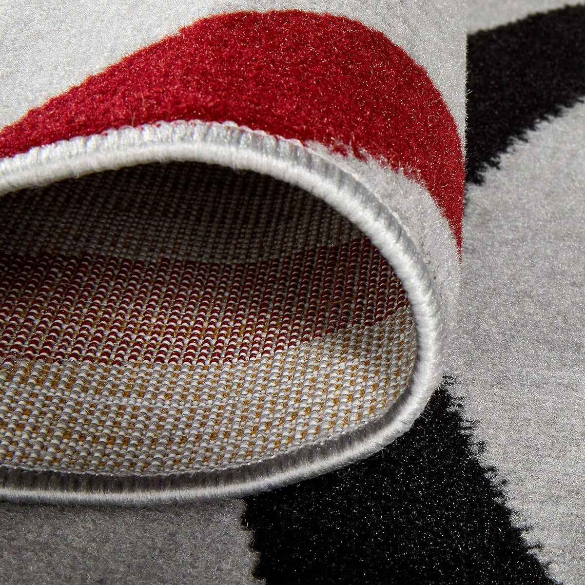 Gray White Black Red Circles Rug, Pack of 2 C574