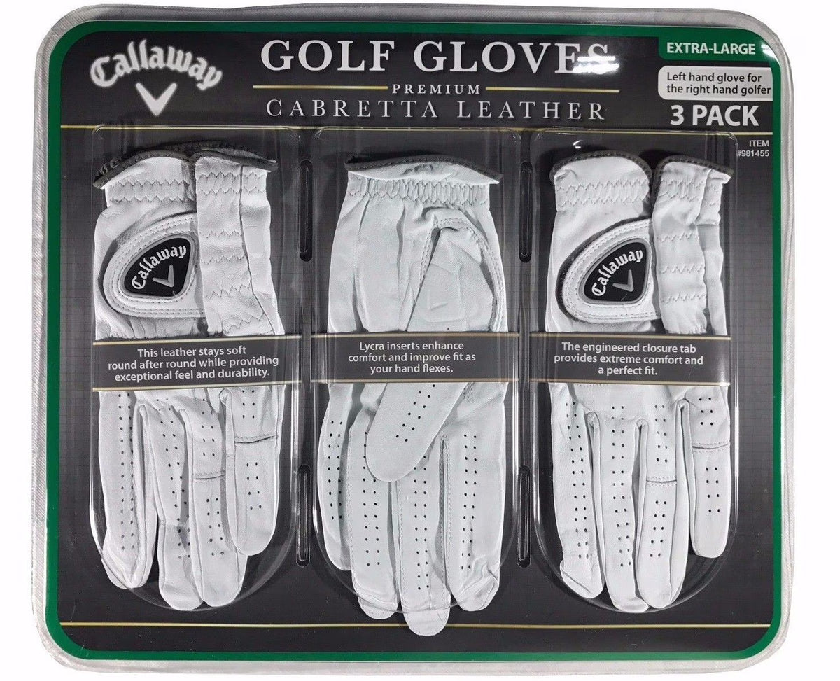 3 Pack Left Hand Cabretta Leather Golf Gloves Q892631