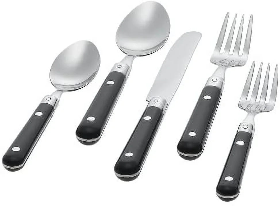 20-Piece Stainless Steel Flatware Set, Black, Service for 4 D622013
