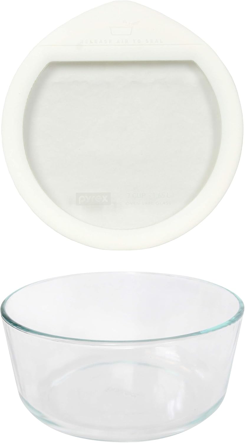 7-Cup Clear Glass Storage Bowl with White Silicone Lid V863155