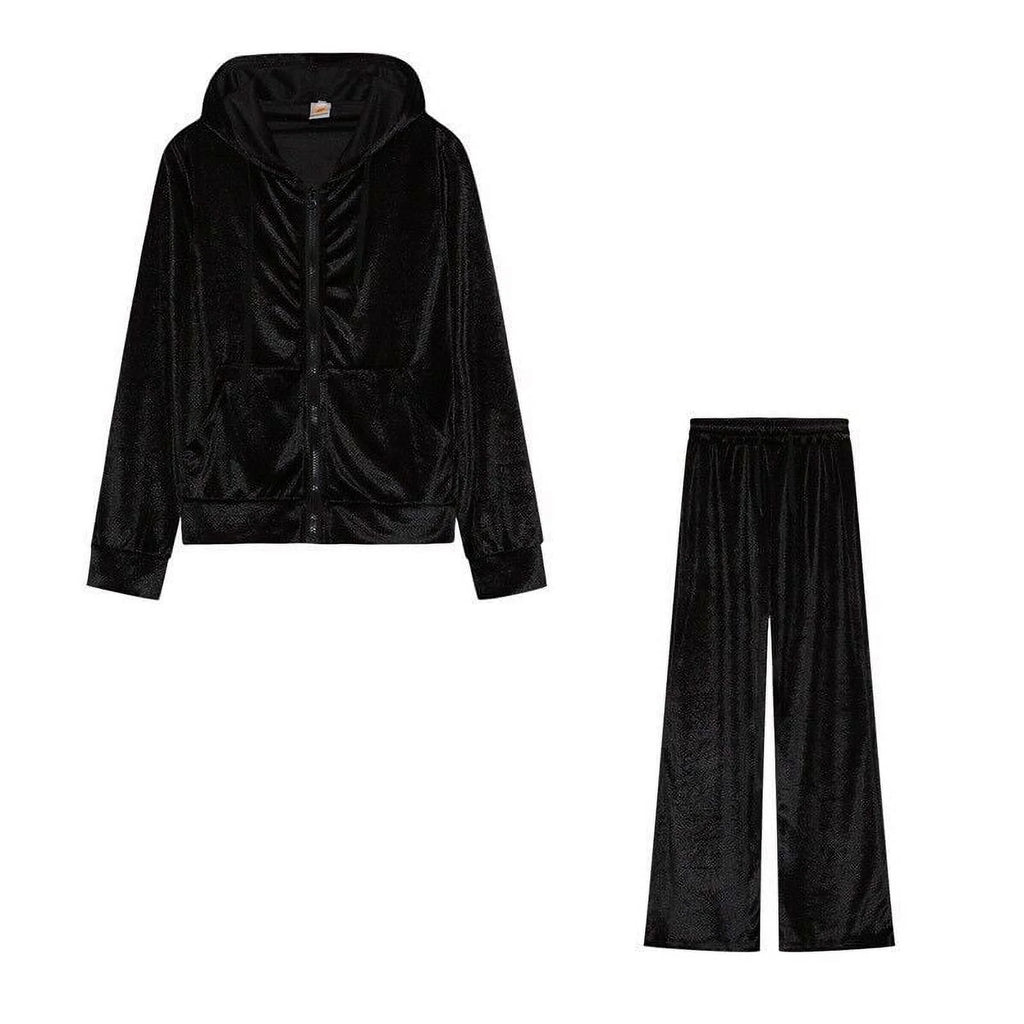 Velour 2-Piece Hoodie Tracksuit Set S269