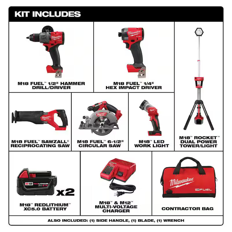 18-Volt Lithium-Ion Brushless Cordless Combo Kit (5-Tool) with Rocket Light G44897