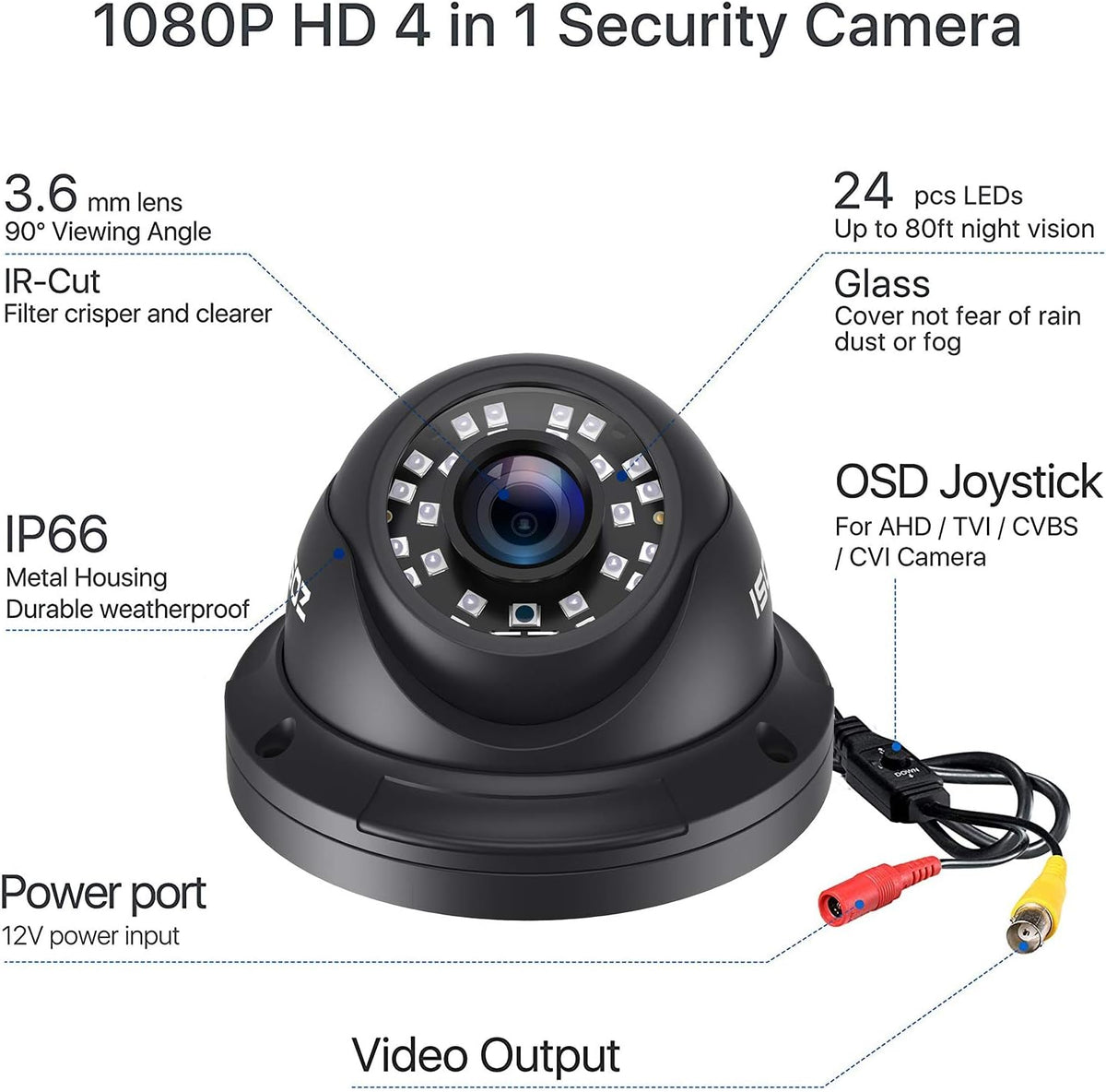 1080p Dome CCTV Security Camera with 105° Wide Angle A2955