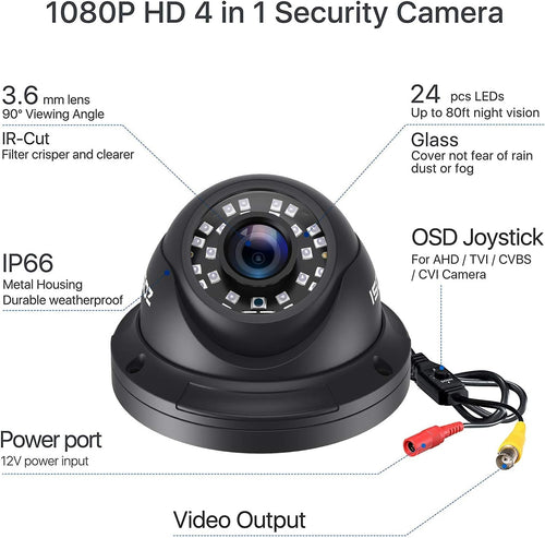 1080p Dome CCTV Security Camera with 105° Wide Angle A2955