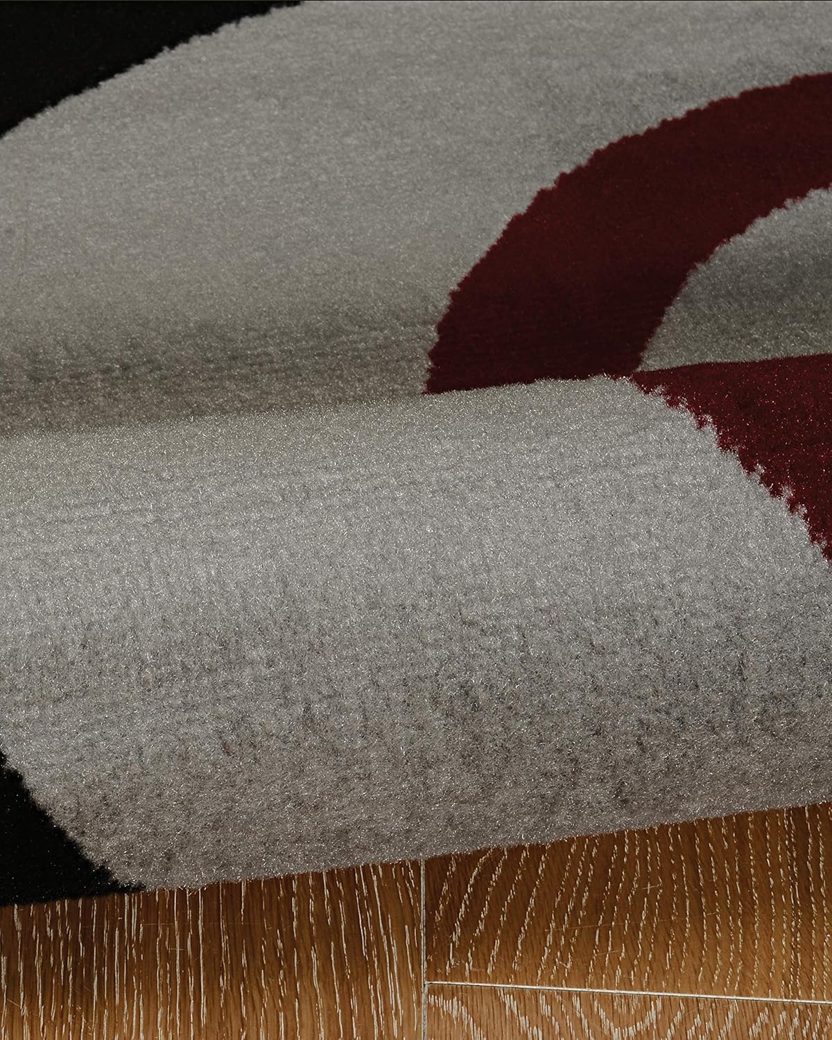 Gray White Black Red Circles Rug, Pack of 2 C574