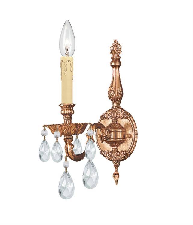 1 Light Olde Brass Crystal Cast Brass Wall Mount F4529