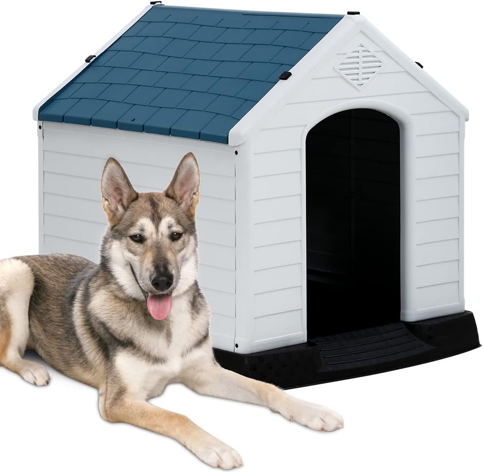 Large Plastic Dog House with Air Vents and Elevated Floor L665