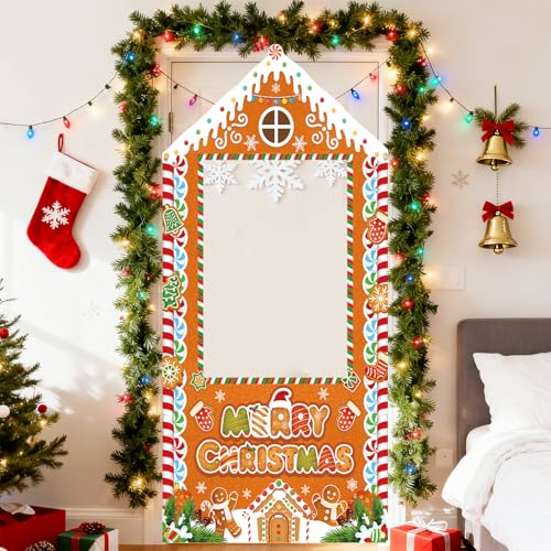 Christmas Photo Booth Backdrop Gingerbread House Banner E877