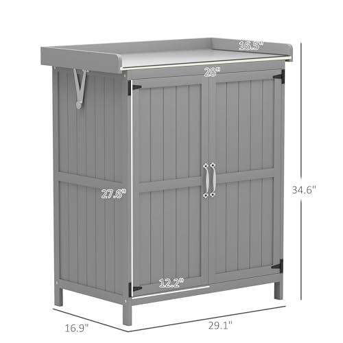 Outdoor Storage Cabinet with Metal Tabletop and Shelf C5835