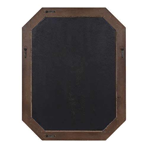 Large Rustic Octagon Wall Mirror, 36" x 28", Coastal Blue and Rustic Brown X6719
