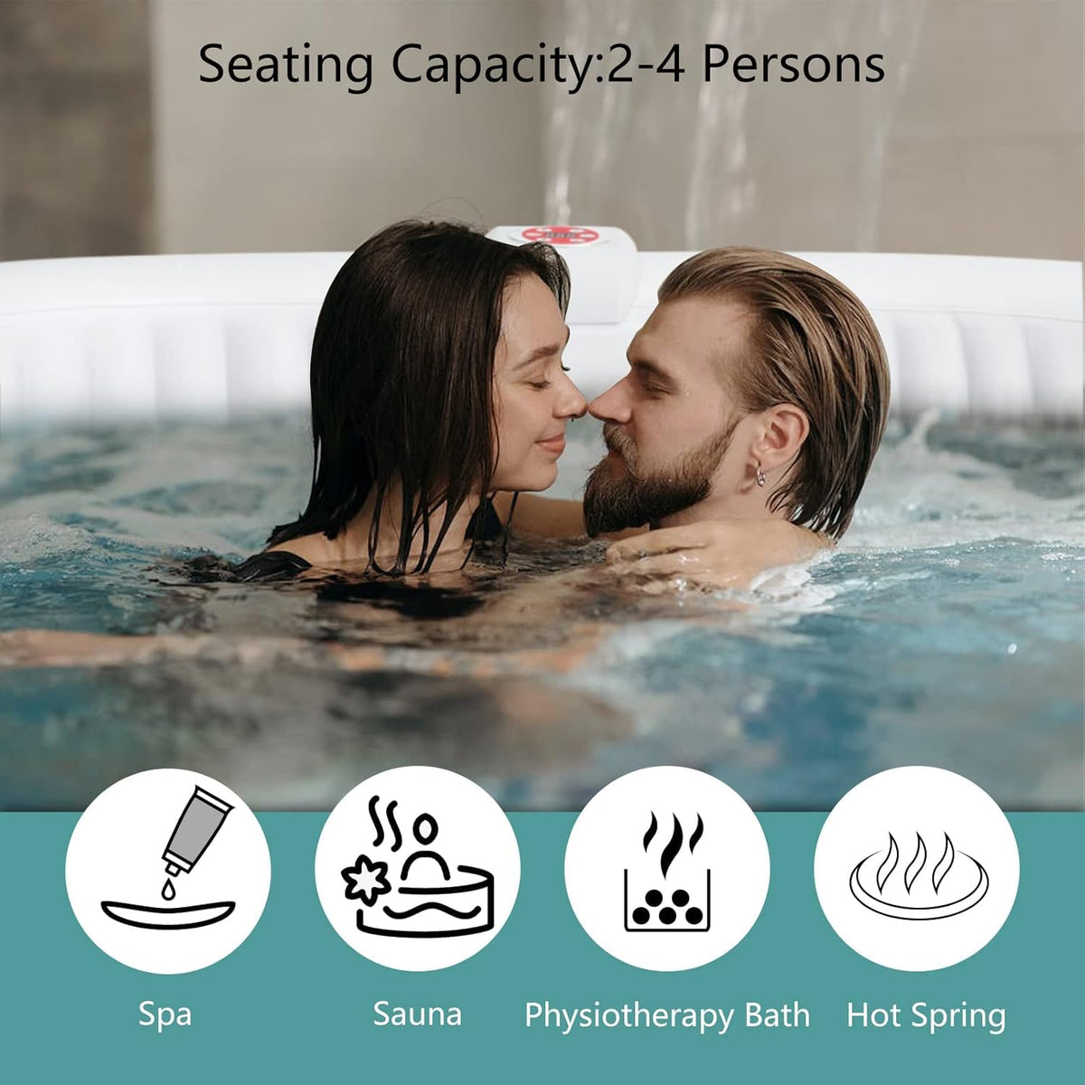 2-3 Person Inflatable Hot Tub Spa, 75 x 47Inch Oval Portable Outdoor Hot Tub with Built-in Pump N4724