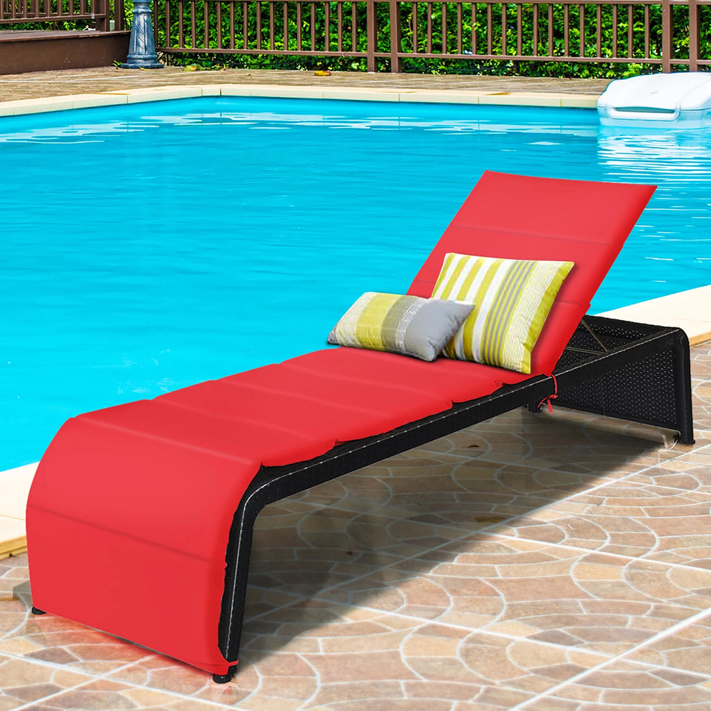 Turquoise Rattan Chaise Lounge Chair Q9541