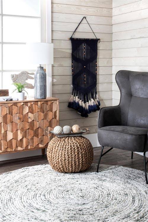 Jute Filled Ottoman Pouf Z4368