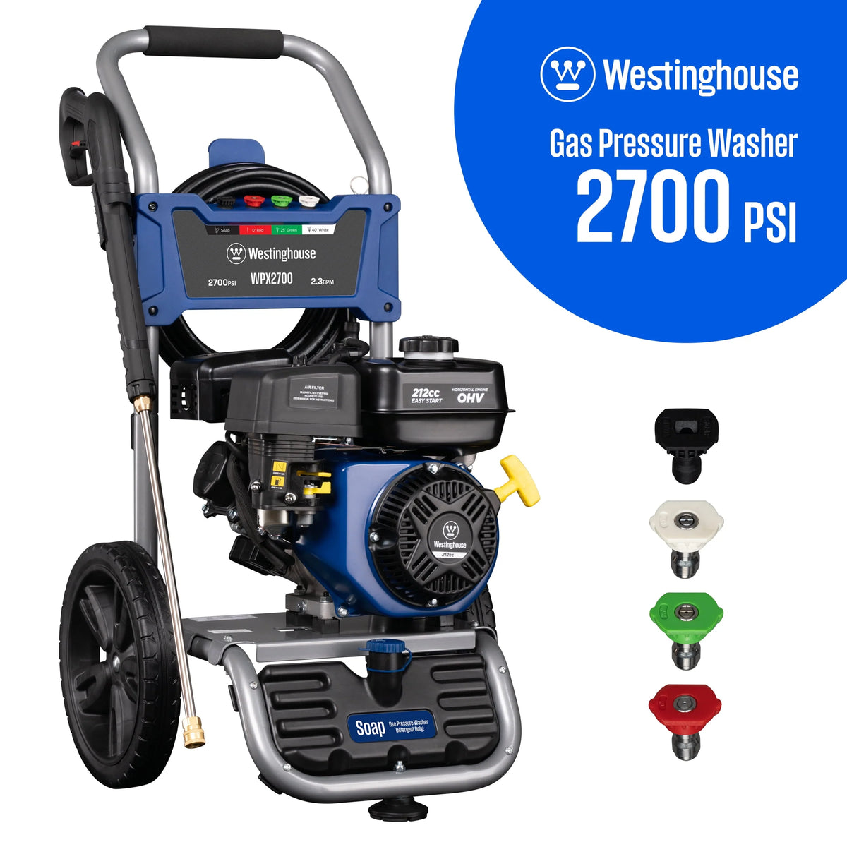 2700-PSI 2.3-GPM Gas Pressure Washer with 4 Nozzles Z417383